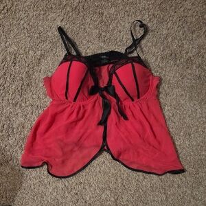 Apt. 9 Red and Black Lace Trim Chemise